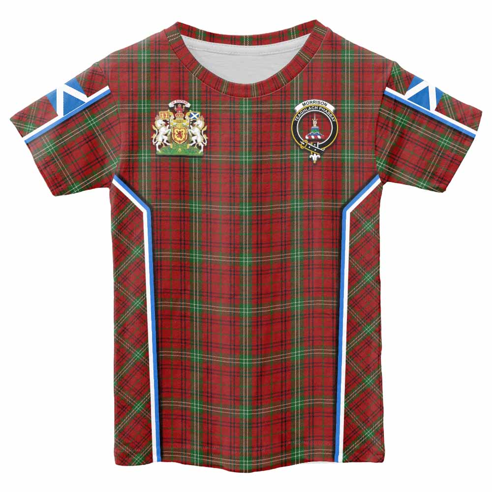 Morrison Tartan Crest Kid T-shirt Scotland Coat of Arm Flag Style - Tartan Vibes Clothing