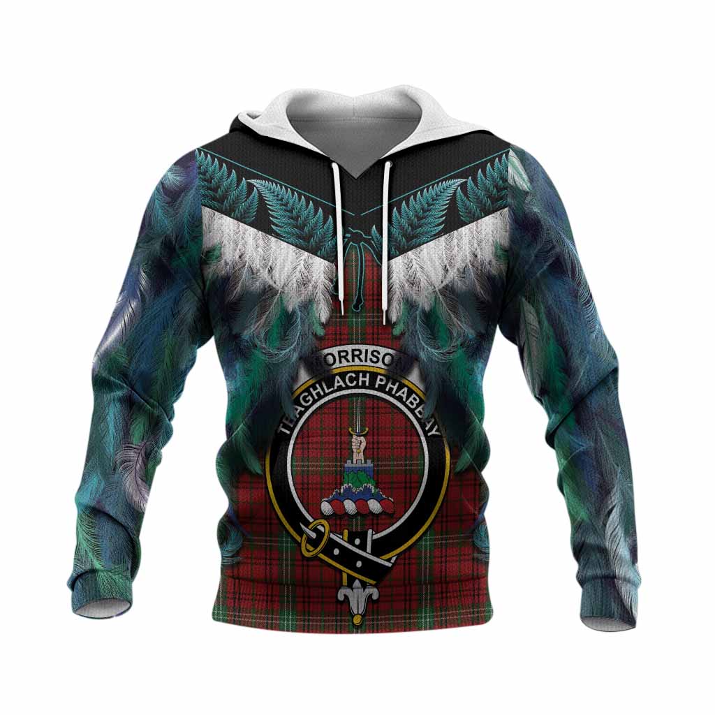 Morrison Tartan Crest Knitted Hoodie New Zealand Maori Korowai Cloak
