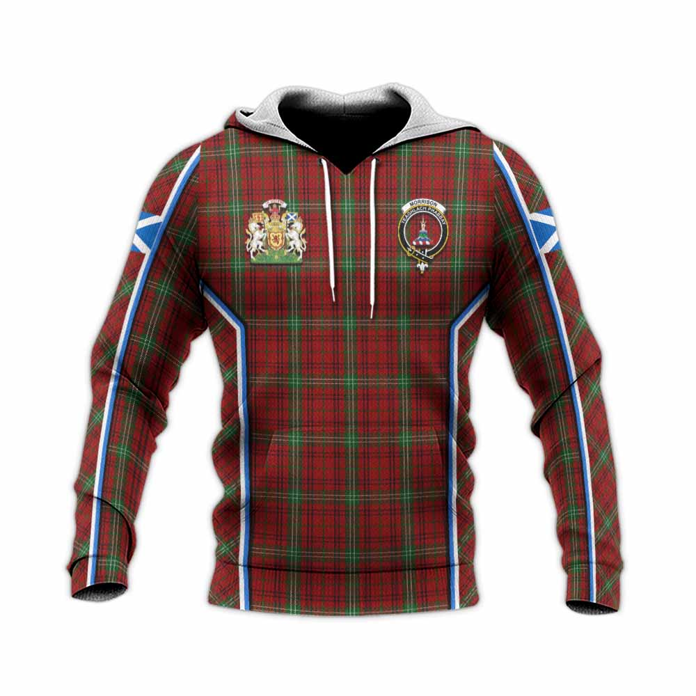 Morrison Tartan Crest Knitted Hoodie Scotland Coat of Arm Flag Style - Tartan Vibes Clothing