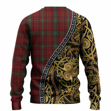 Morrison Tartan Crest Knitted Sweater Celtic Knot and Triple Trickle Spiral Symbols