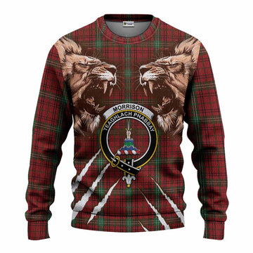 Morrison Tartan Crest Knitted Sweater Ferocious Lion Style