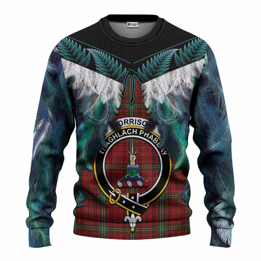 Morrison Tartan Crest Knitted Sweater New Zealand Maori Korowai Cloak