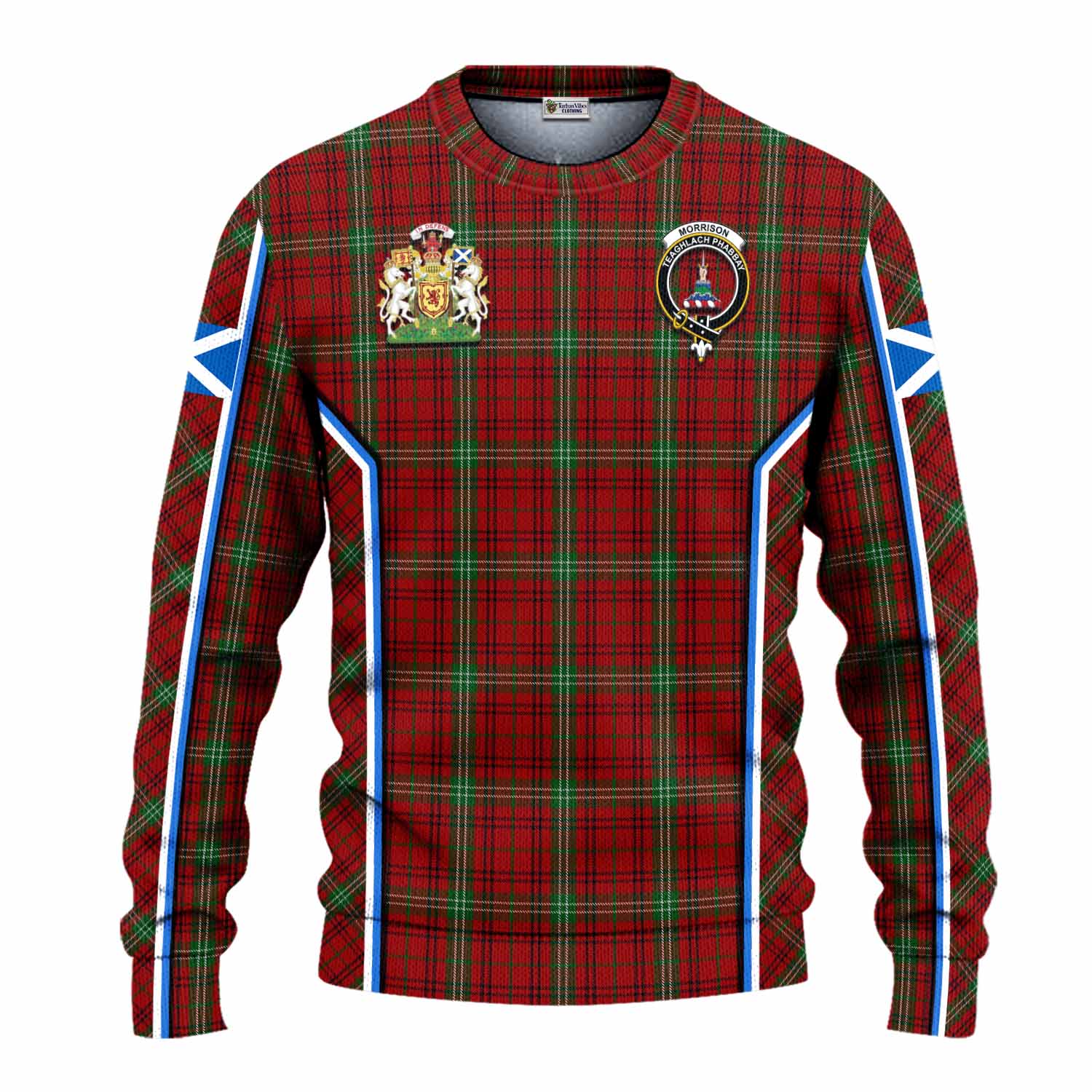 Morrison Tartan Crest Knitted Sweater Scotland Coat of Arm Flag Style - Tartan Vibes Clothing