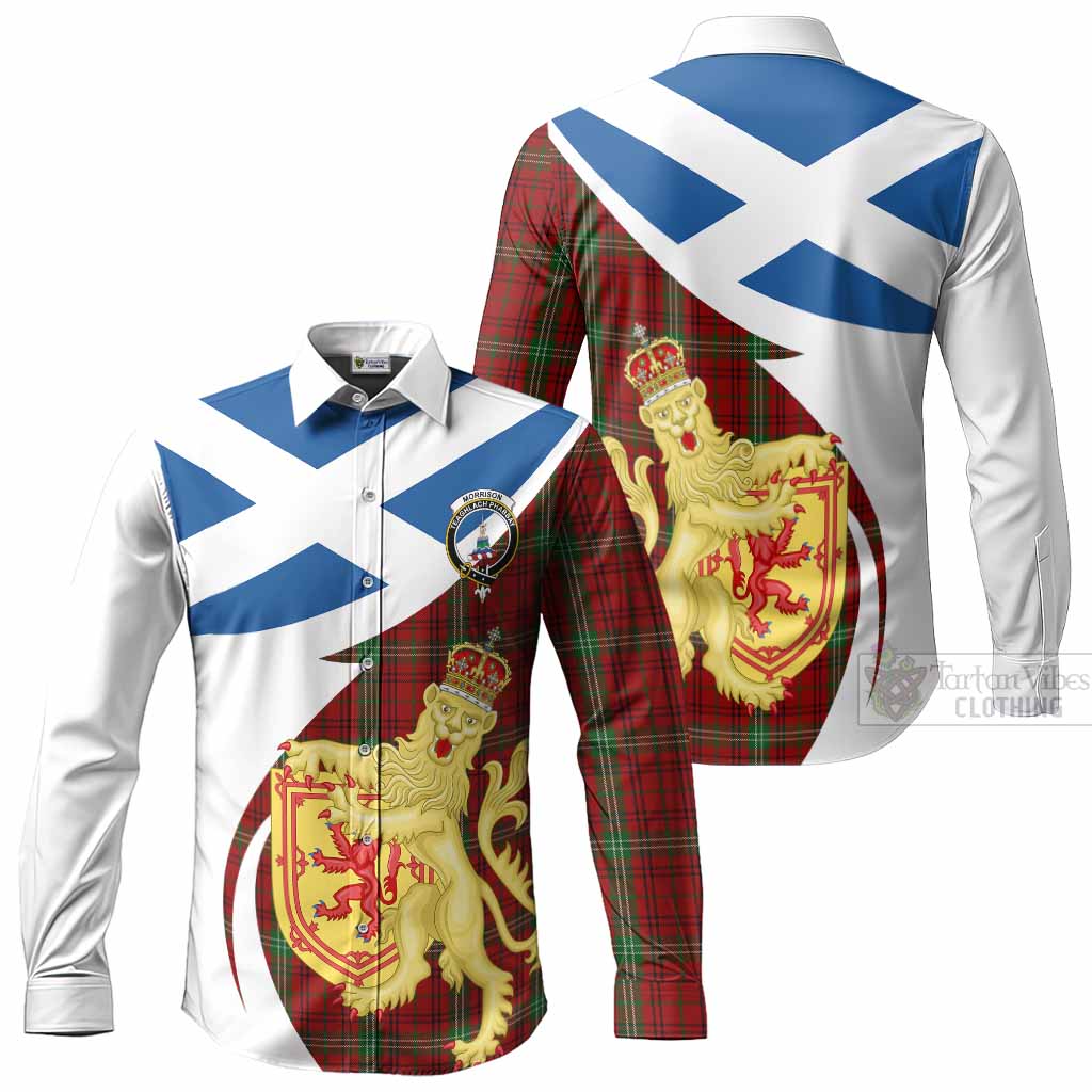 Morrison Tartan Crest Lion Rampant Long Sleeve Button Shirts Classic Scottish Style Men's Shirt - Tartan Vibes Clothing