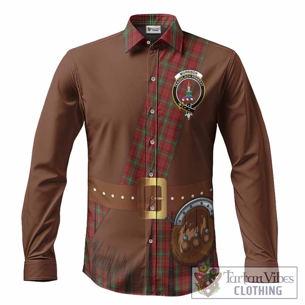 Morrison Tartan Crest Long Sleeve Button Shirts Kilt Costume Style