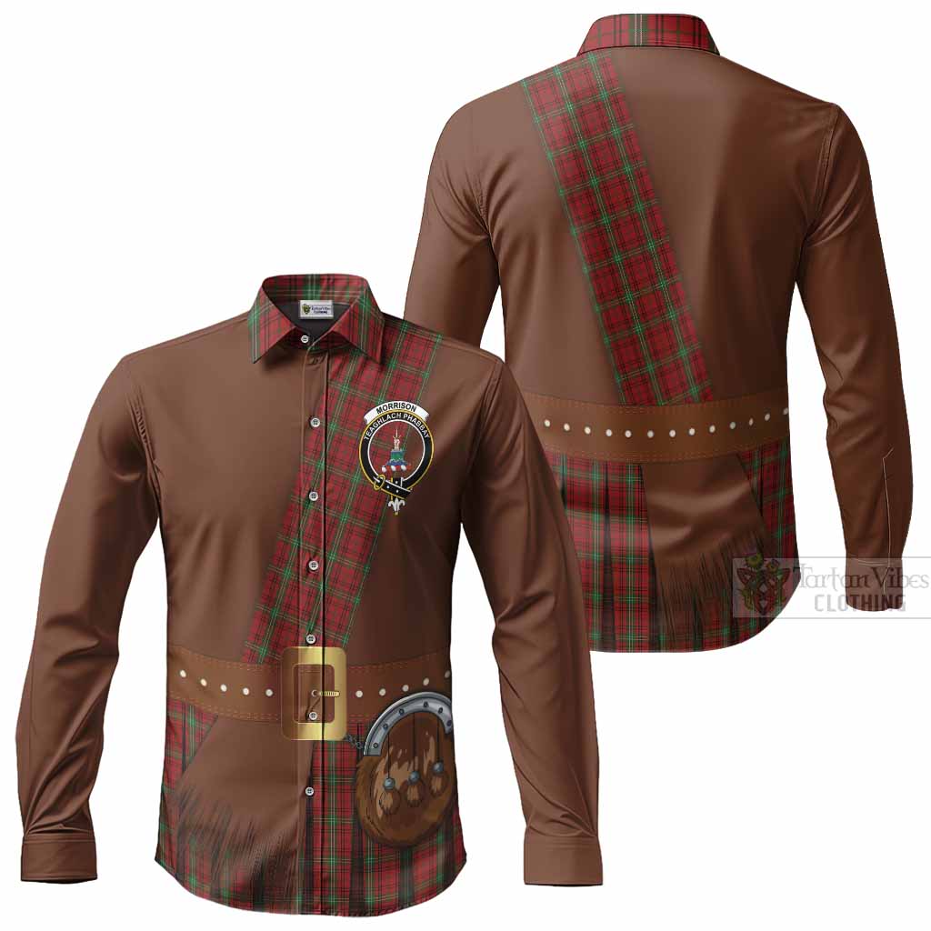 Morrison Tartan Crest Long Sleeve Button Shirts Kilt Costume Style