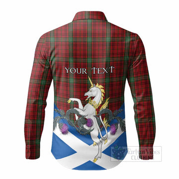 Morrison Tartan Crest Long Sleeve Button Shirts Scottish Unicorn With Thistle