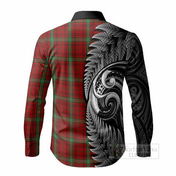 Morrison Tartan Crest Long Sleeve Button Shirts With New Zealand Silver Fern Maori Koru