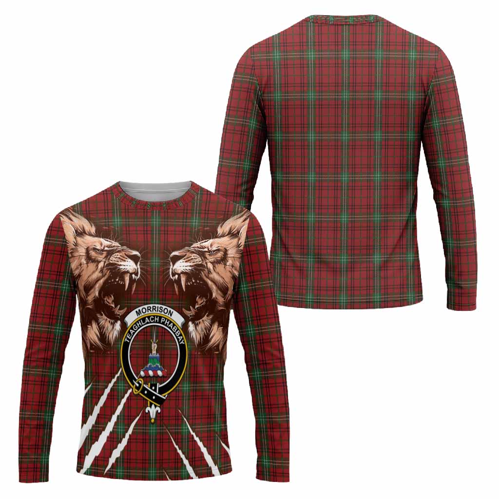 Morrison Tartan Crest Long Sleeve T-Shirt Ferocious Lion Style