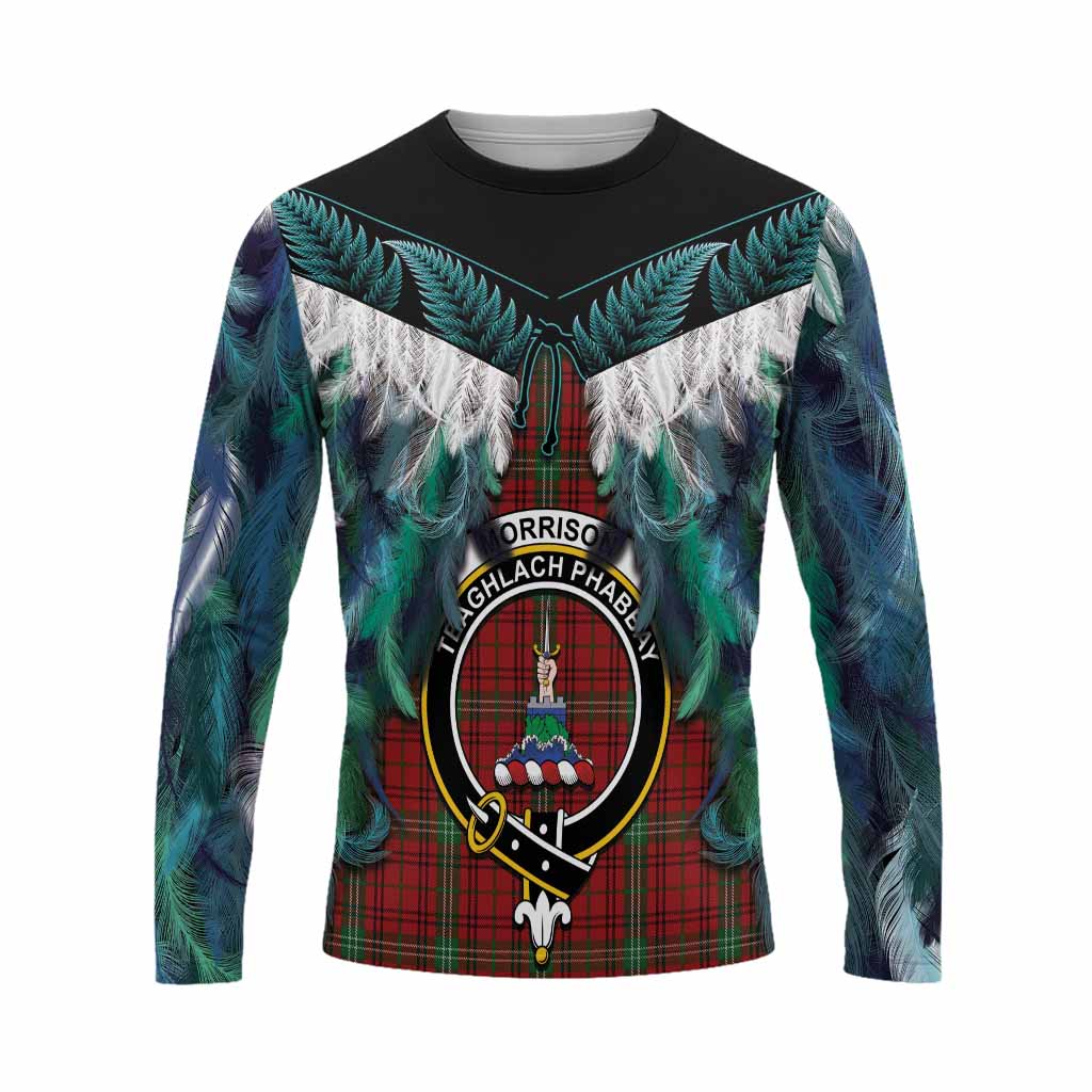 Morrison Tartan Crest Long Sleeve T-Shirt New Zealand Maori Korowai Cloak