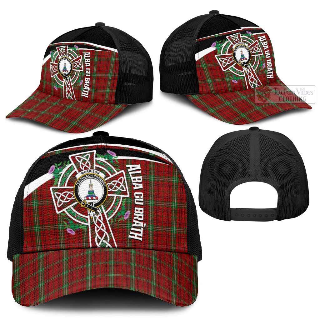 Morrison Tartan Crest Mesh Trucker Cap Scottish Thistle Celtic Cross Alba Gu Brath