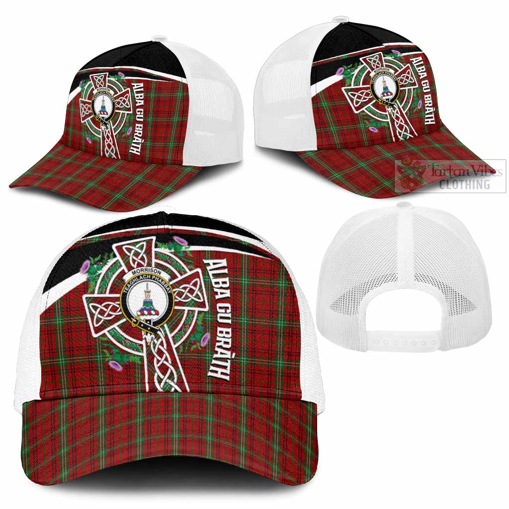 Morrison Tartan Crest Mesh Trucker Cap Scottish Thistle Celtic Cross Alba Gu Brath