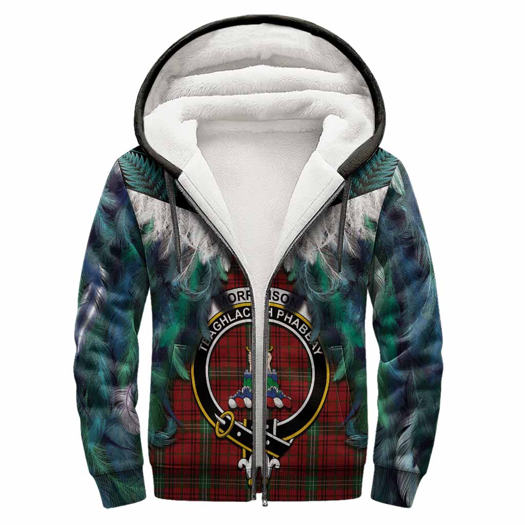 Morrison Tartan Crest Sherpa Hoodie New Zealand Maori Korowai Cloak