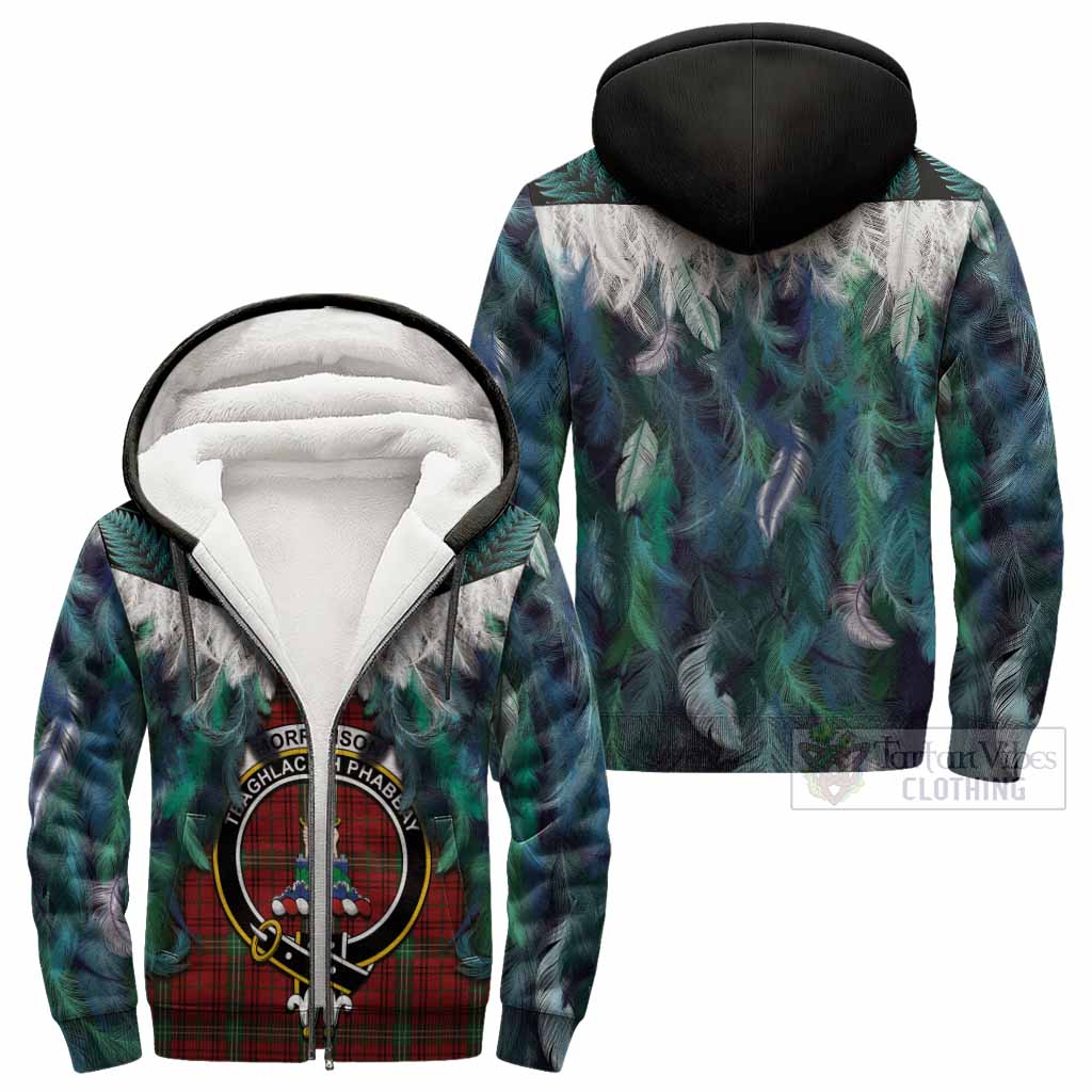 Morrison Tartan Crest Sherpa Hoodie New Zealand Maori Korowai Cloak