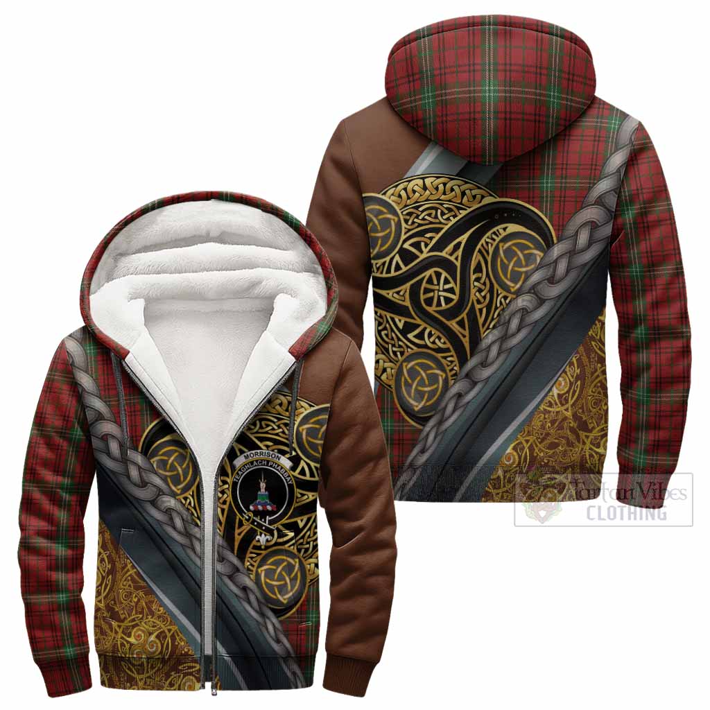 Morrison Tartan Crest Sherpa Hoodie Scottish Triskele Celtic