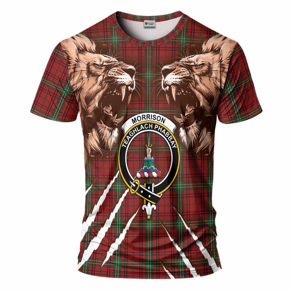 Morrison Tartan Crest T-Shirt Ferocious Lion Style