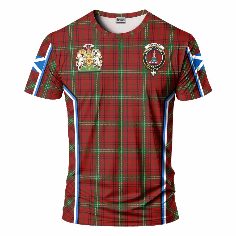 Morrison Tartan Crest T-shirt Scotland Coat of Arm Flag Style - Tartan Vibes Clothing