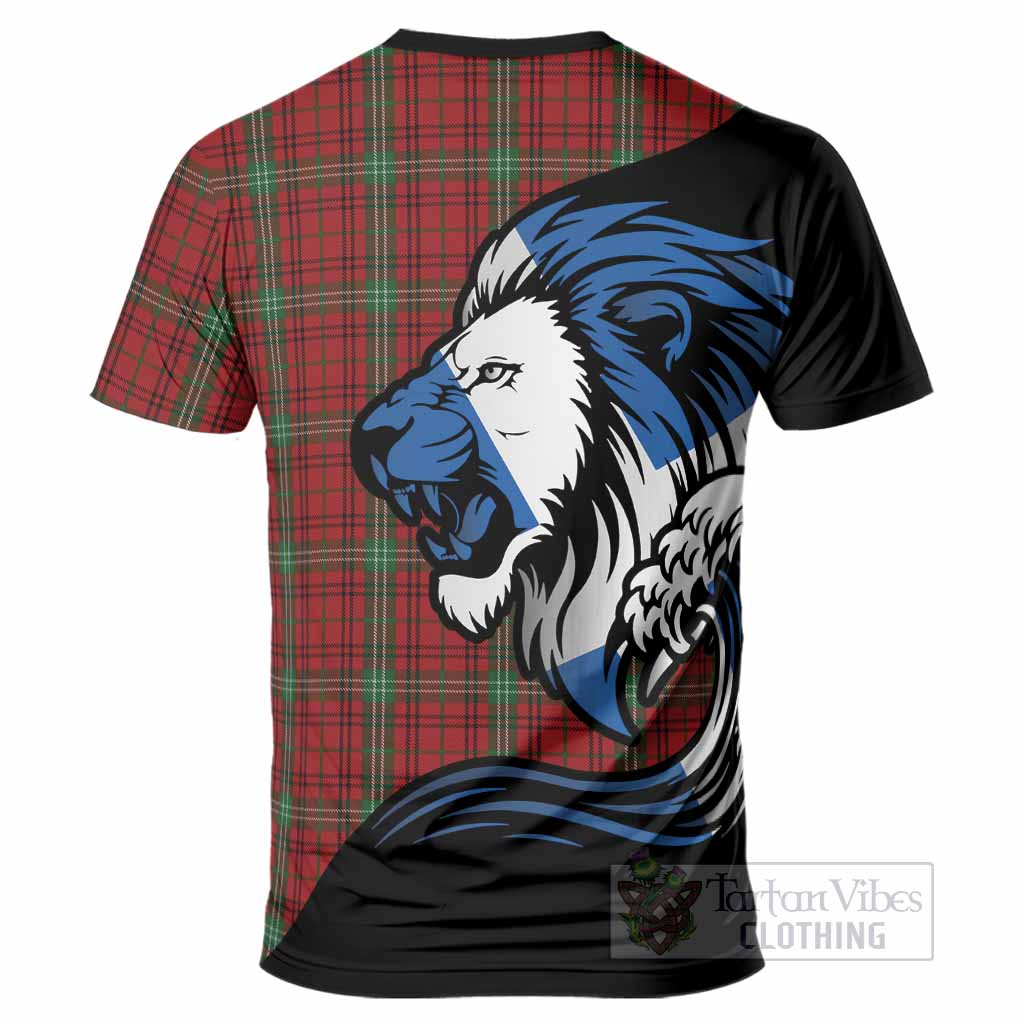 Morrison Tartan Crest T-Shirt Scottish Golden Lions Wave Flow