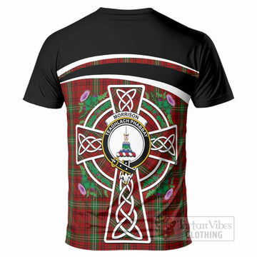 Morrison Tartan Crest T-Shirt Scottish Thistle Celtic Cross Alba Gu Brath
