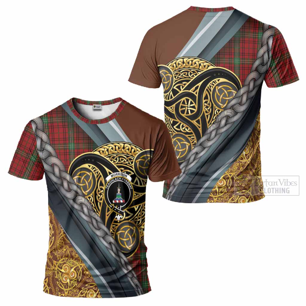 Morrison Tartan Crest T-Shirt Scottish Triskele Celtic