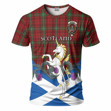 Morrison Tartan Crest T-Shirt Scottish Unicorn With Thistle