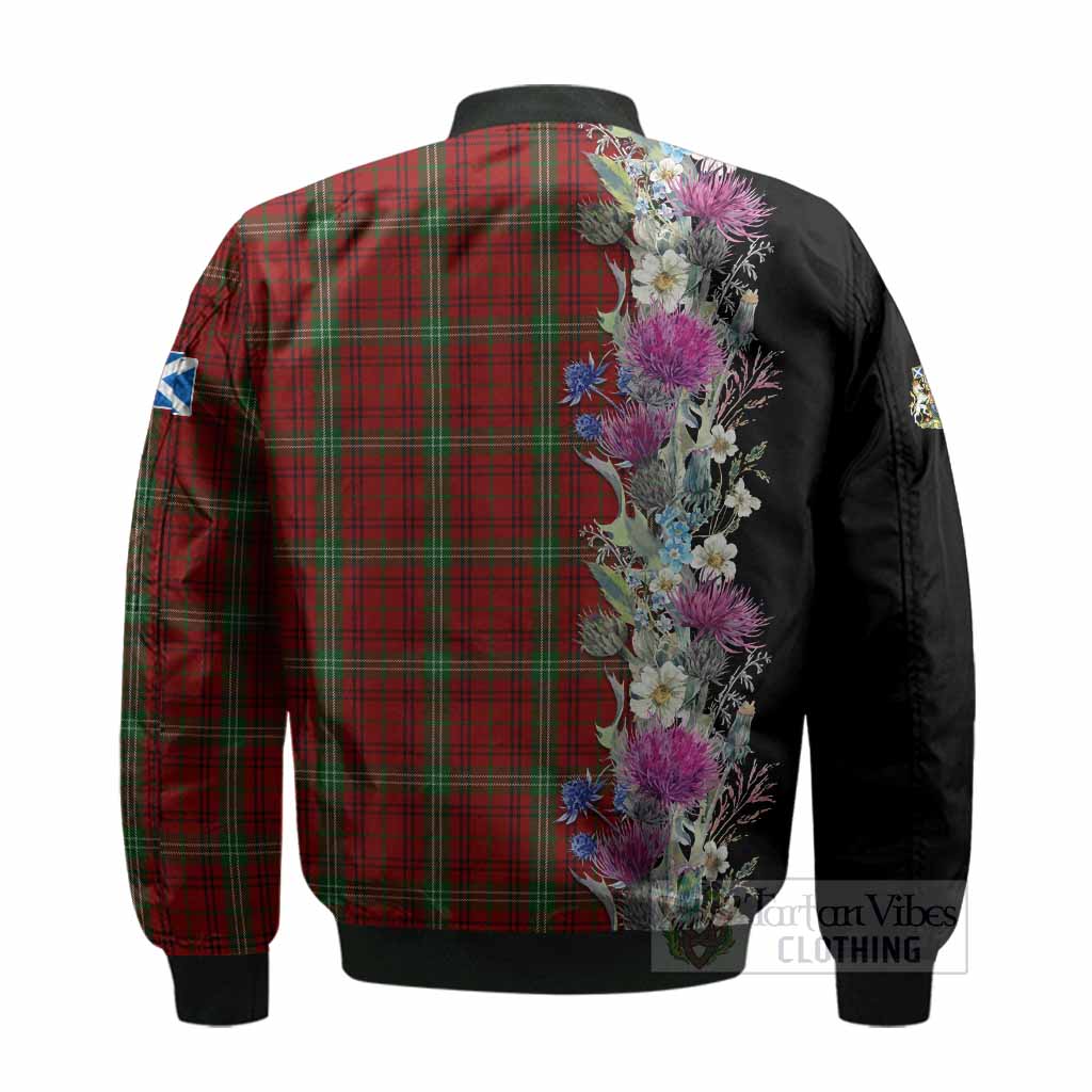Morrison Tartan Crest Thistle Floral Bomber Jacket - Tartan Vibes Clothing