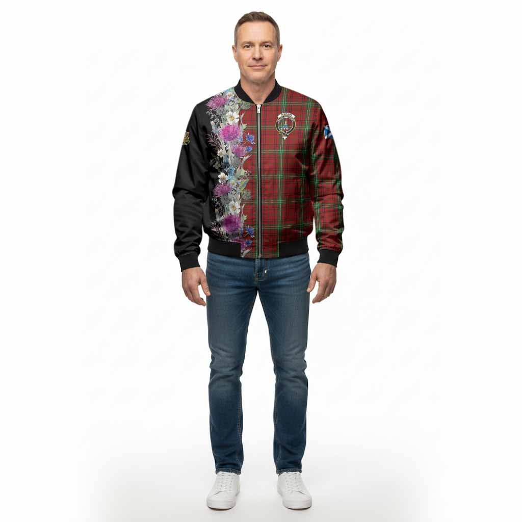 Morrison Tartan Crest Thistle Floral Bomber Jacket - Tartan Vibes Clothing