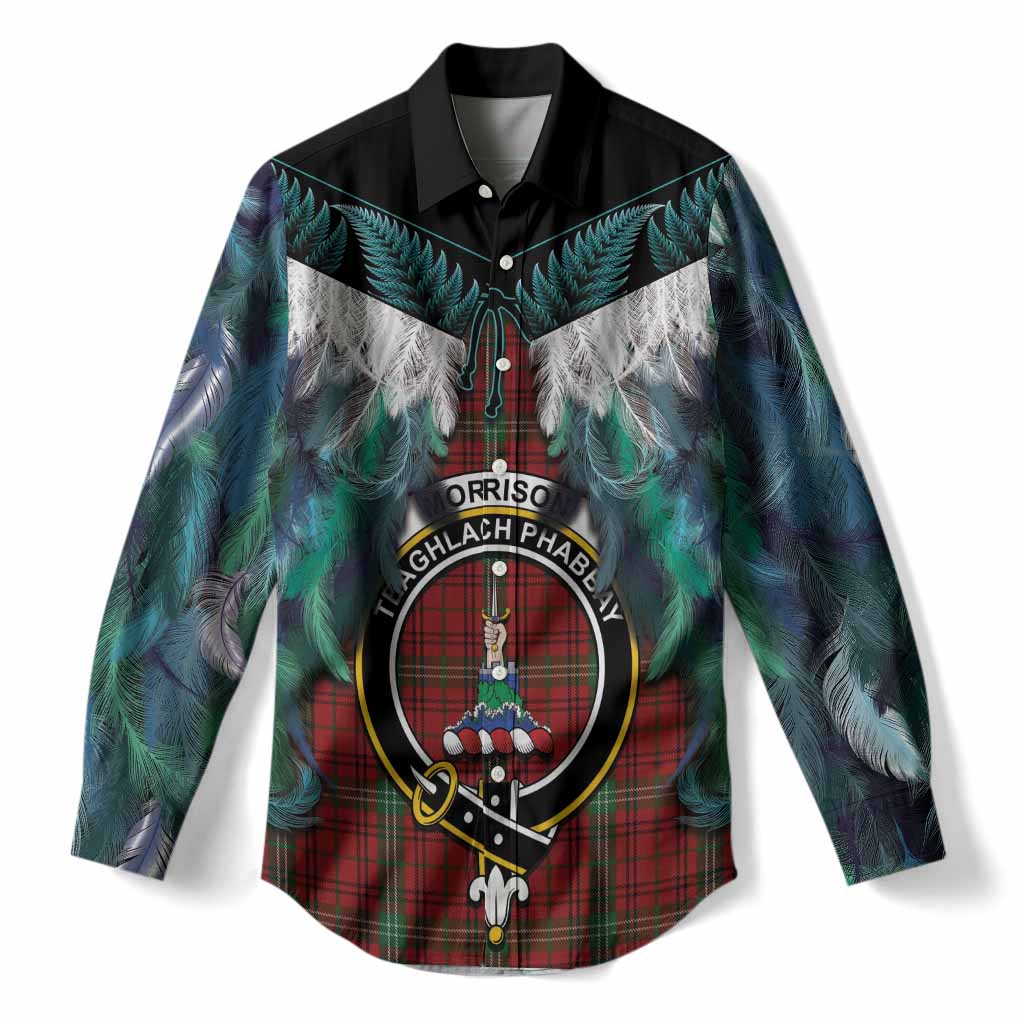 Morrison Tartan Crest Women Casual Shirt New Zealand Maori Korowai Cloak