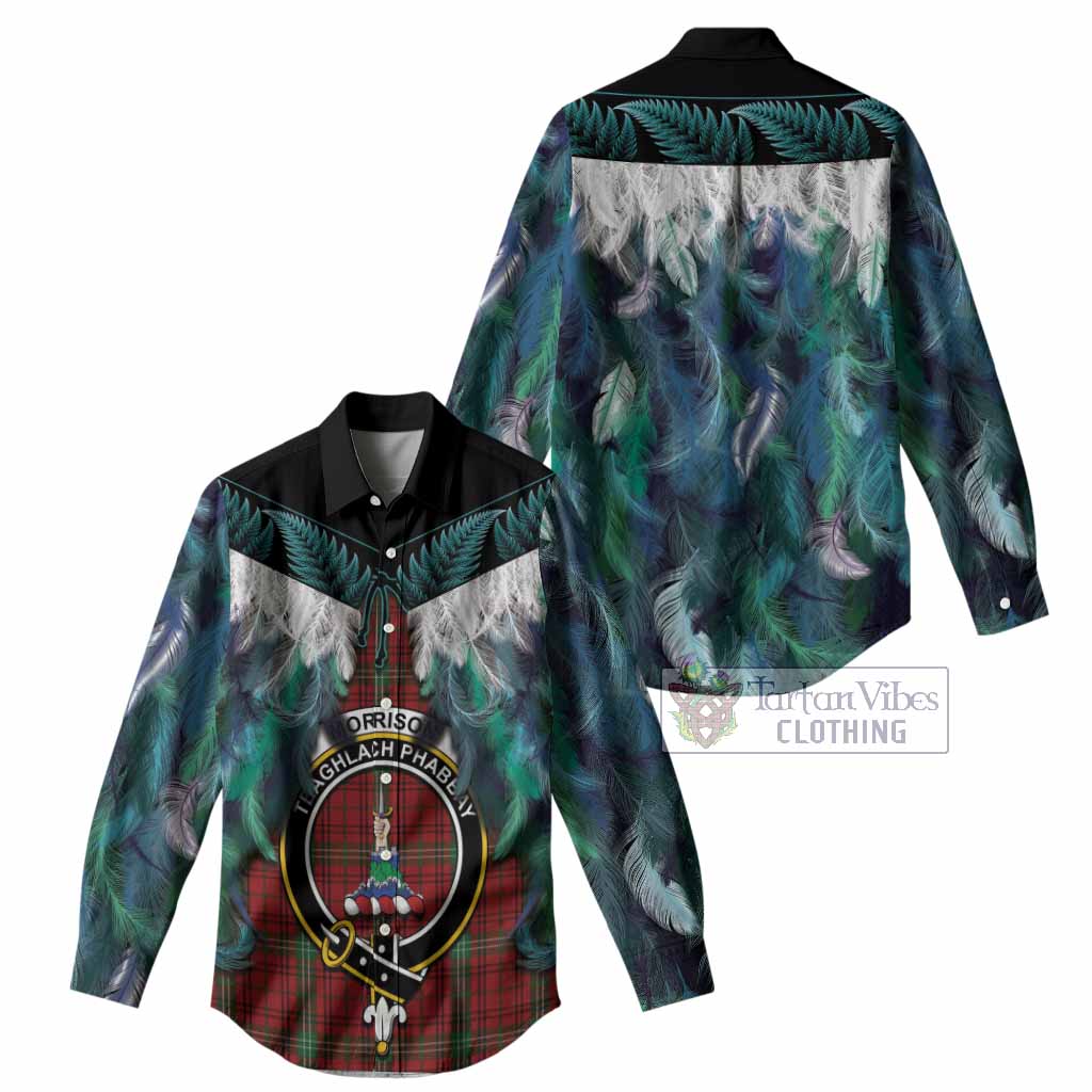 Morrison Tartan Crest Women Casual Shirt New Zealand Maori Korowai Cloak
