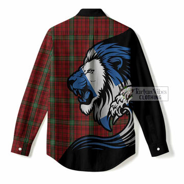 Morrison Tartan Crest Women Casual Shirt Scottish Golden Lions Wave Flow