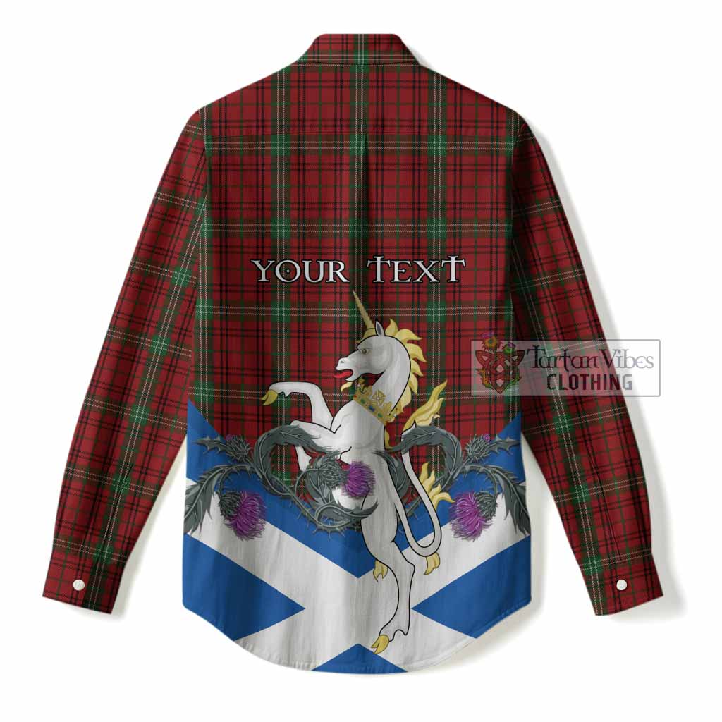 Morrison Tartan Crest Women Casual Shirt Scottish Unicorn With Thistle