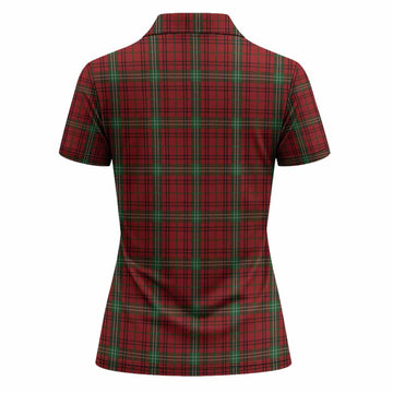 Morrison Tartan Crest Women Polo Shirt Ferocious Lion Style