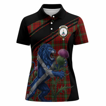 Morrison Tartan Crest Women Polo Shirt Scottish Lion Rampant Thistle