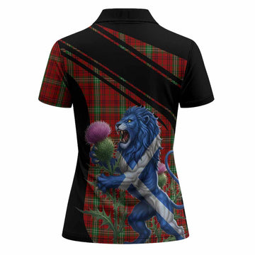 Morrison Tartan Crest Women Polo Shirt Scottish Lion Rampant Thistle