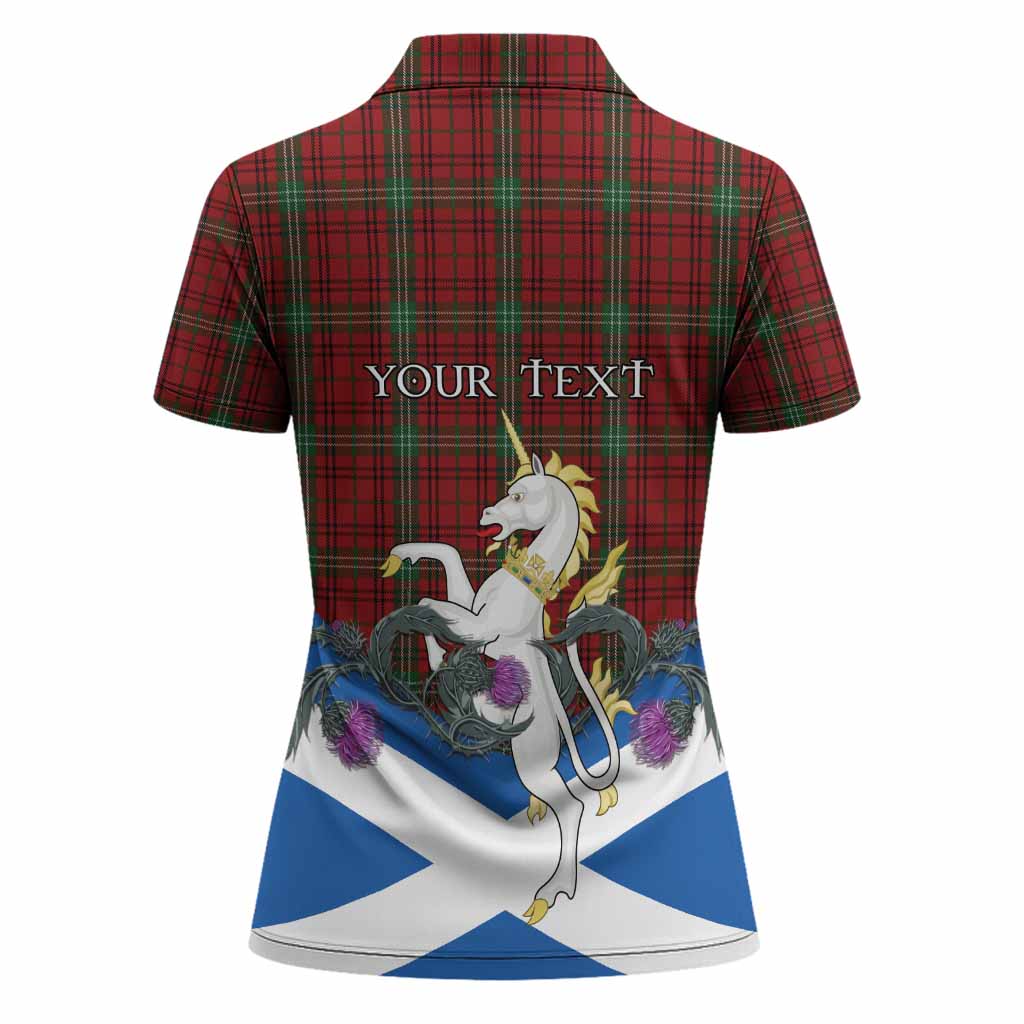 Morrison Tartan Crest Women Polo Shirt Scottish Unicorn With Thistle