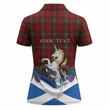Morrison Tartan Crest Women Polo Shirt Scottish Unicorn With Thistle