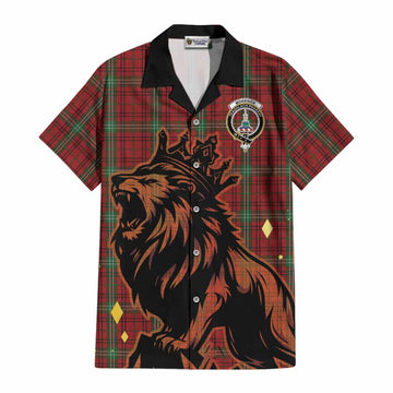 Morrison Tartan Family Crest Cotton Hawaiian Shirt Crowned Lion Roaring