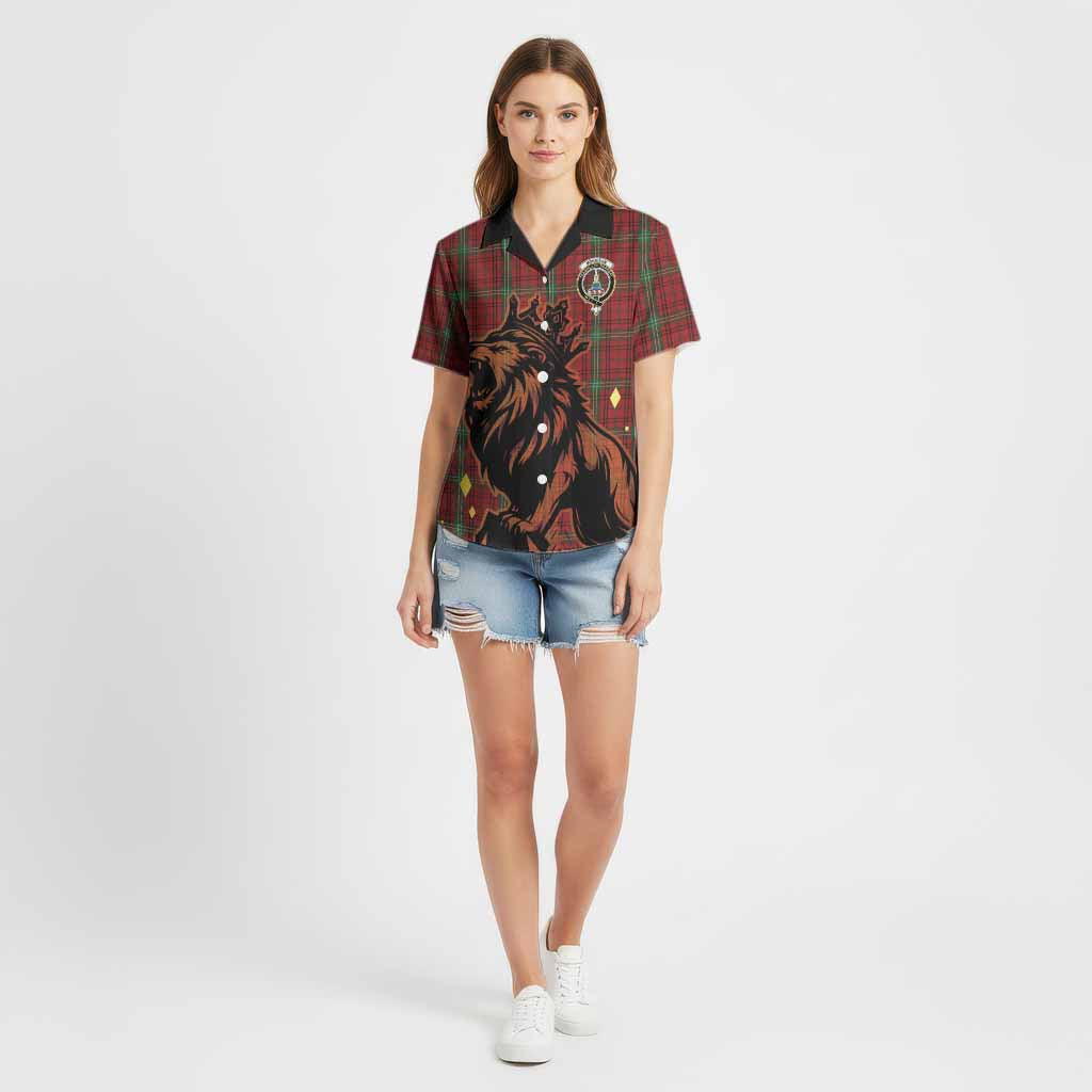 Morrison Tartan Family Crest Cotton Hawaiian Shirt Crowned Lion Roaring