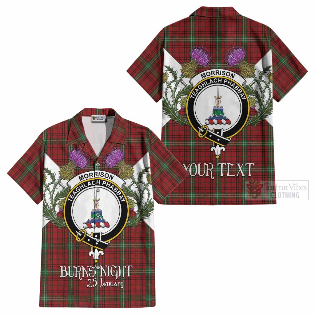 Morrison Tartan Family Crest Cotton Hawaiian Shirt Scottish Burns Night Thistle Floral