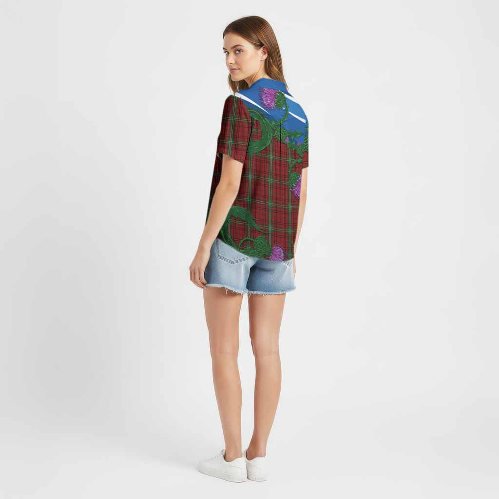 Morrison Tartan Family Crest Cotton Hawaiian Shirt Thistle in Minimalism