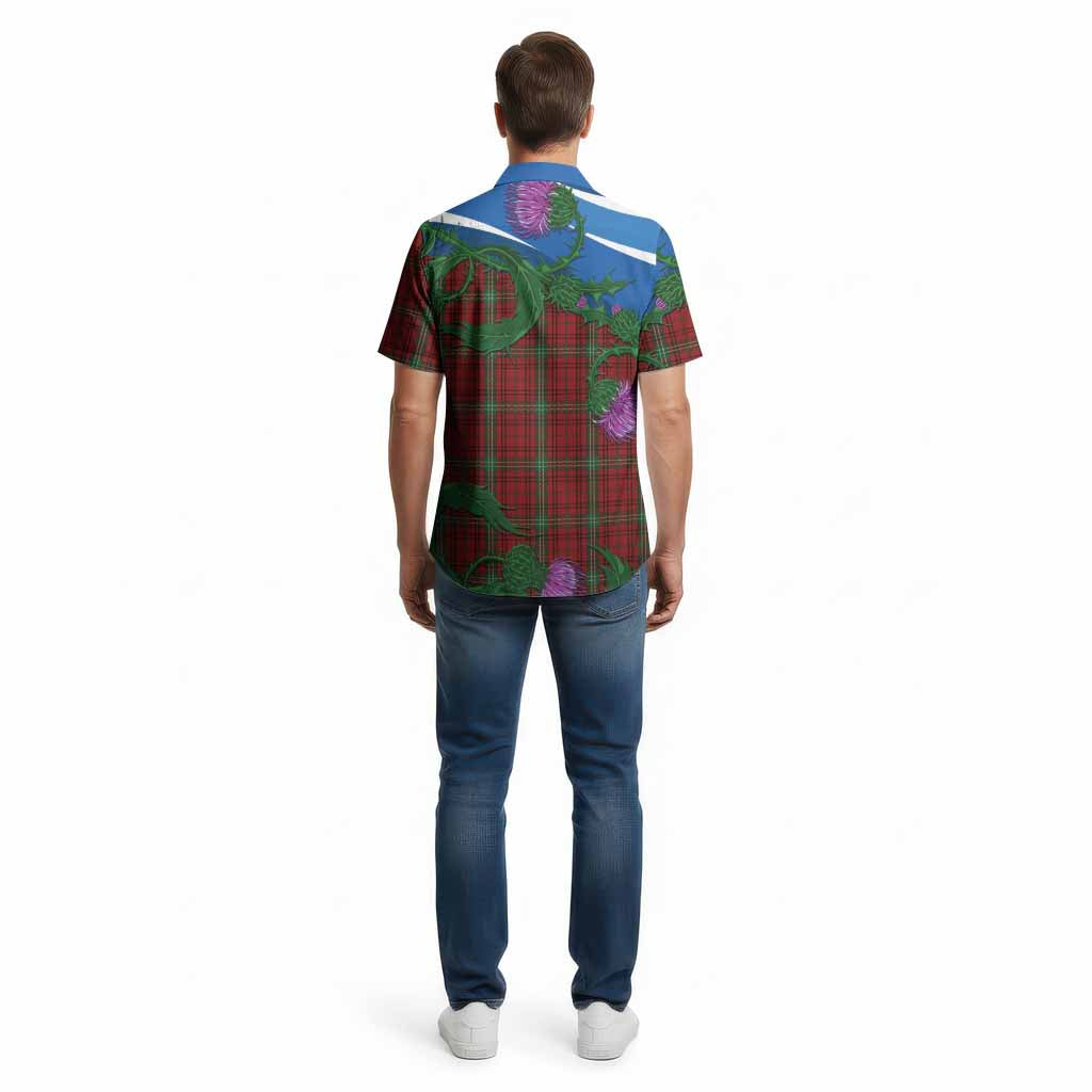 Morrison Tartan Family Crest Cotton Hawaiian Shirt Thistle in Minimalism