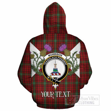 Morrison Tartan Family Crest Cotton Hoodie Scottish Burns Night Thistle Floral