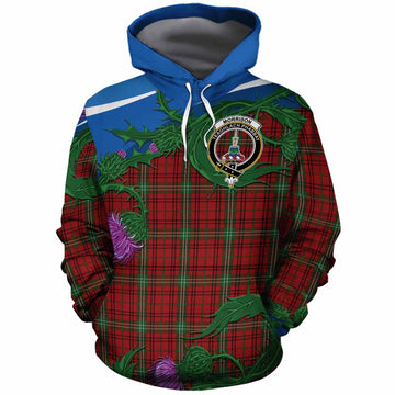 Morrison Tartan Family Crest Cotton Hoodie Thistle in Minimalism