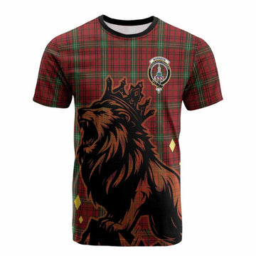 Morrison Tartan Family Crest Cotton T-shirt Crowned Lion Roaring