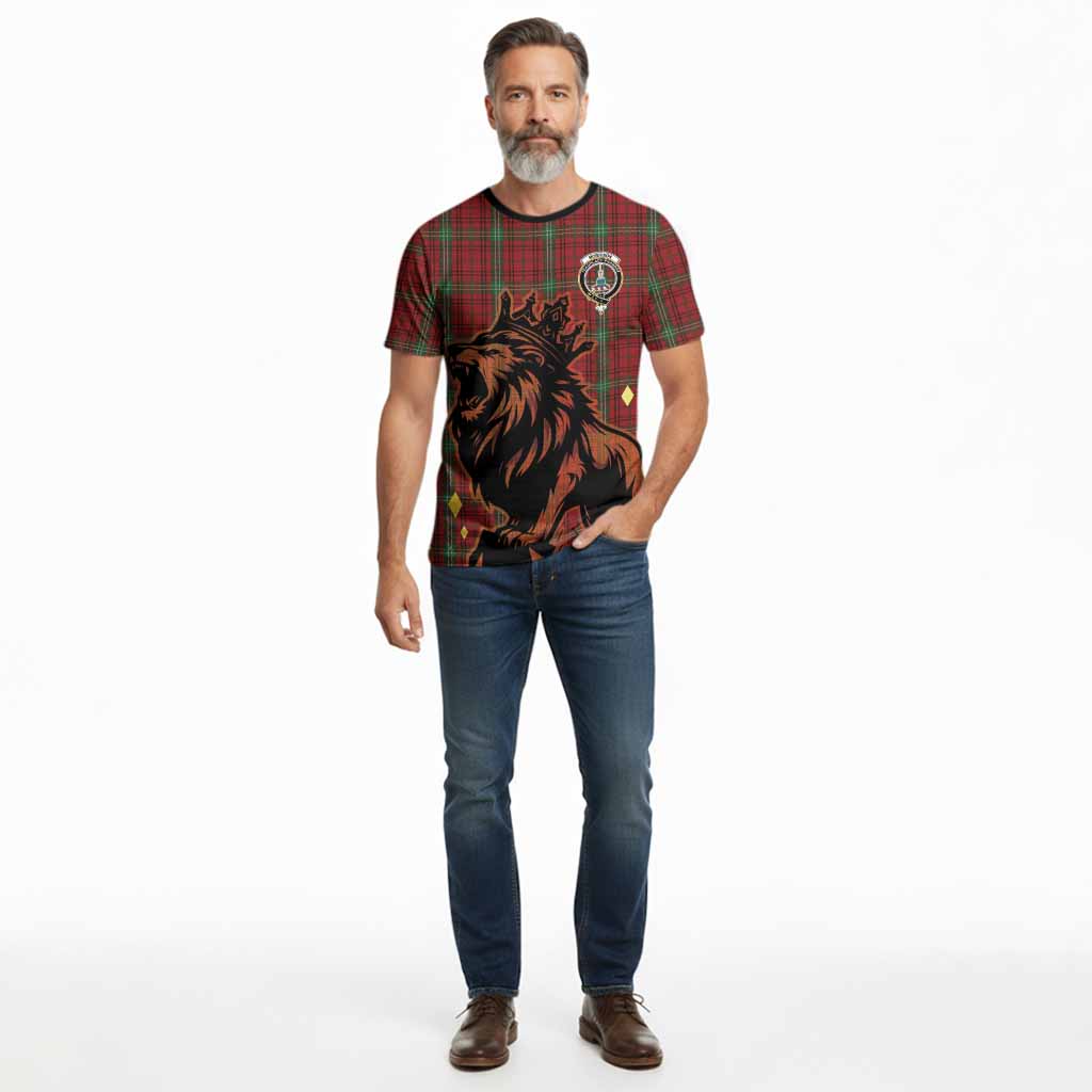 Morrison Tartan Family Crest Cotton T-shirt Crowned Lion Roaring