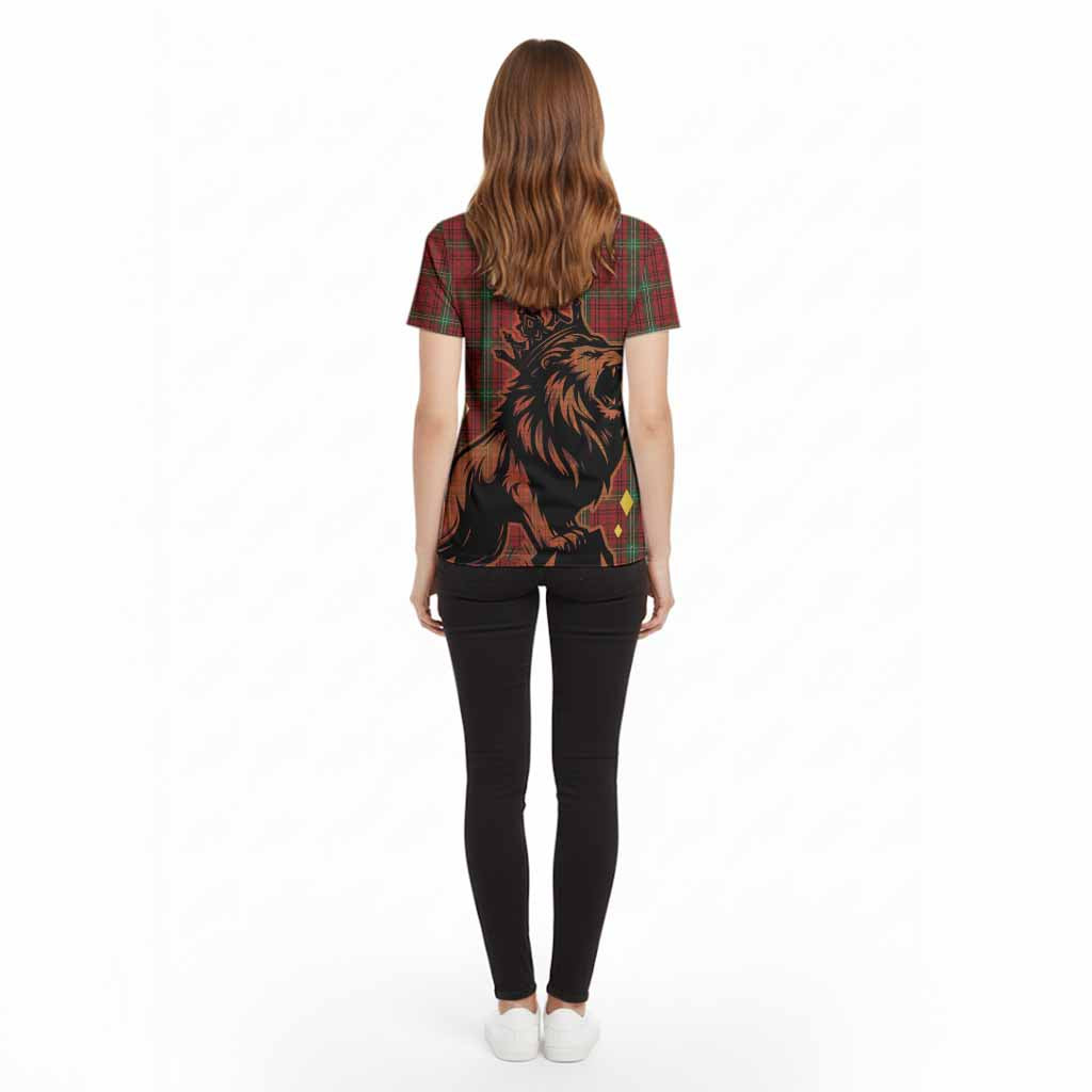 Morrison Tartan Family Crest Cotton T-shirt Crowned Lion Roaring