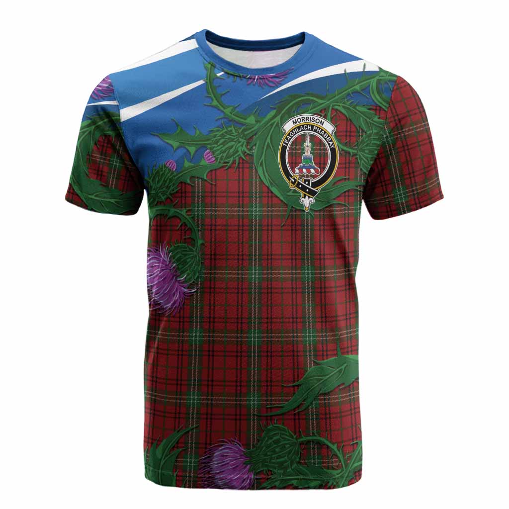 Morrison Tartan Family Crest Cotton T-shirt Thistle in Minimalism