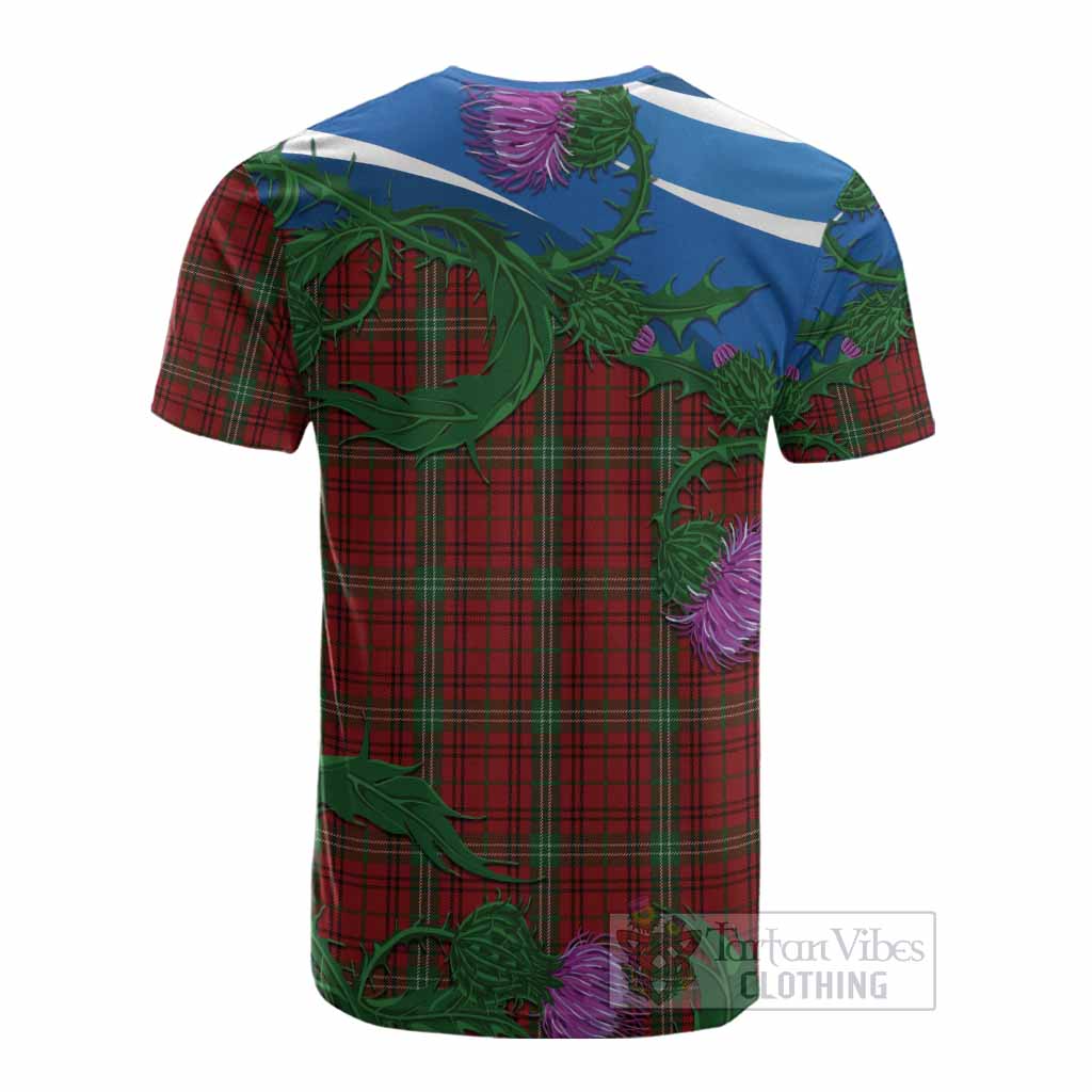 Morrison Tartan Family Crest Cotton T-shirt Thistle in Minimalism