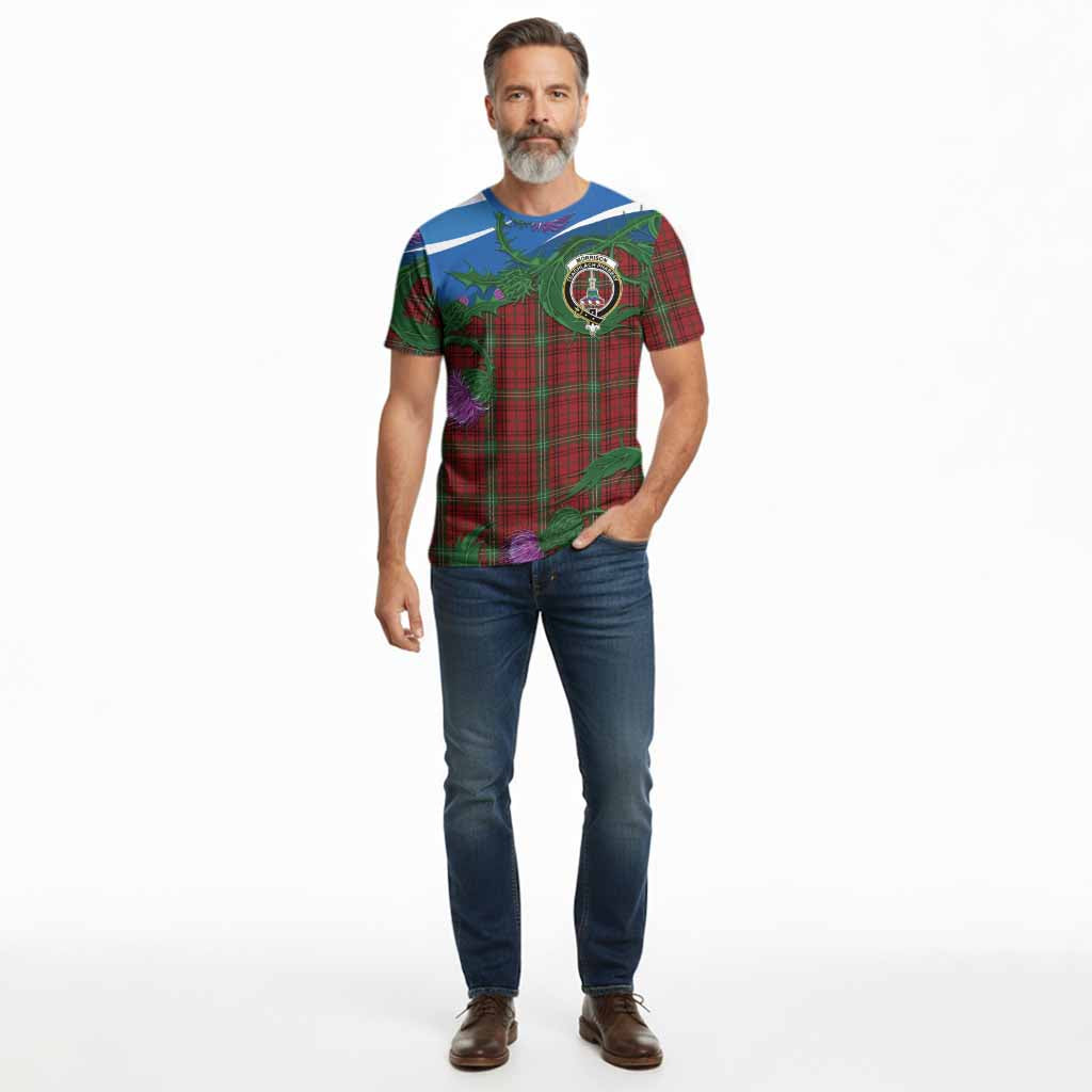Morrison Tartan Family Crest Cotton T-shirt Thistle in Minimalism