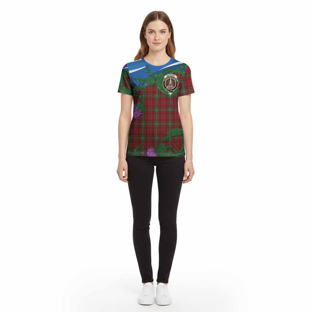 Morrison Tartan Family Crest Cotton T-shirt Thistle in Minimalism